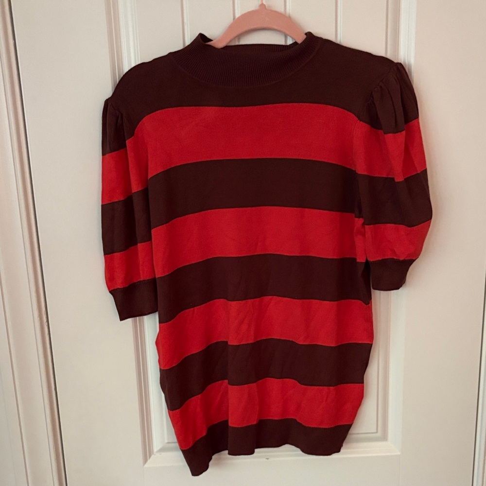 Red and Brown Striped Men's Sweater
